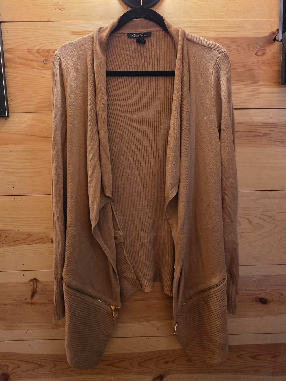 Kenneth Cole New York Camel Open-Front Draped Cardigan - Picture 2 of 5